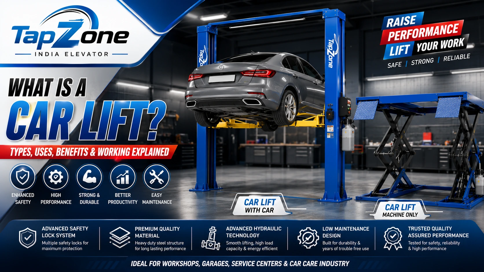Read more about the article What is a Car Lift? Types, Uses, Benefits & Working Explained